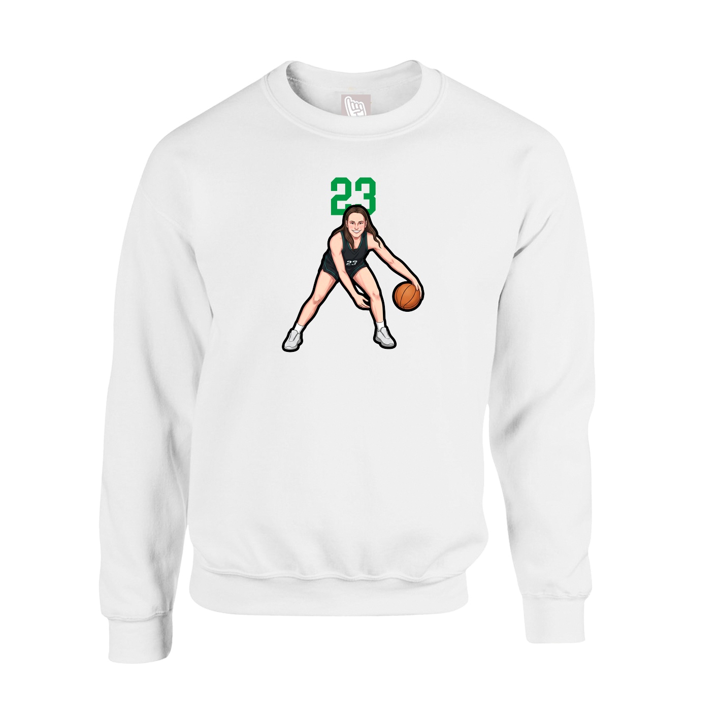 Fleece Crew — Number Top in White