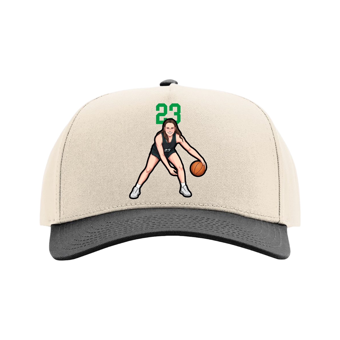 Full Fabric Five-Panel Champ Cap — Number Top in Cream/Black