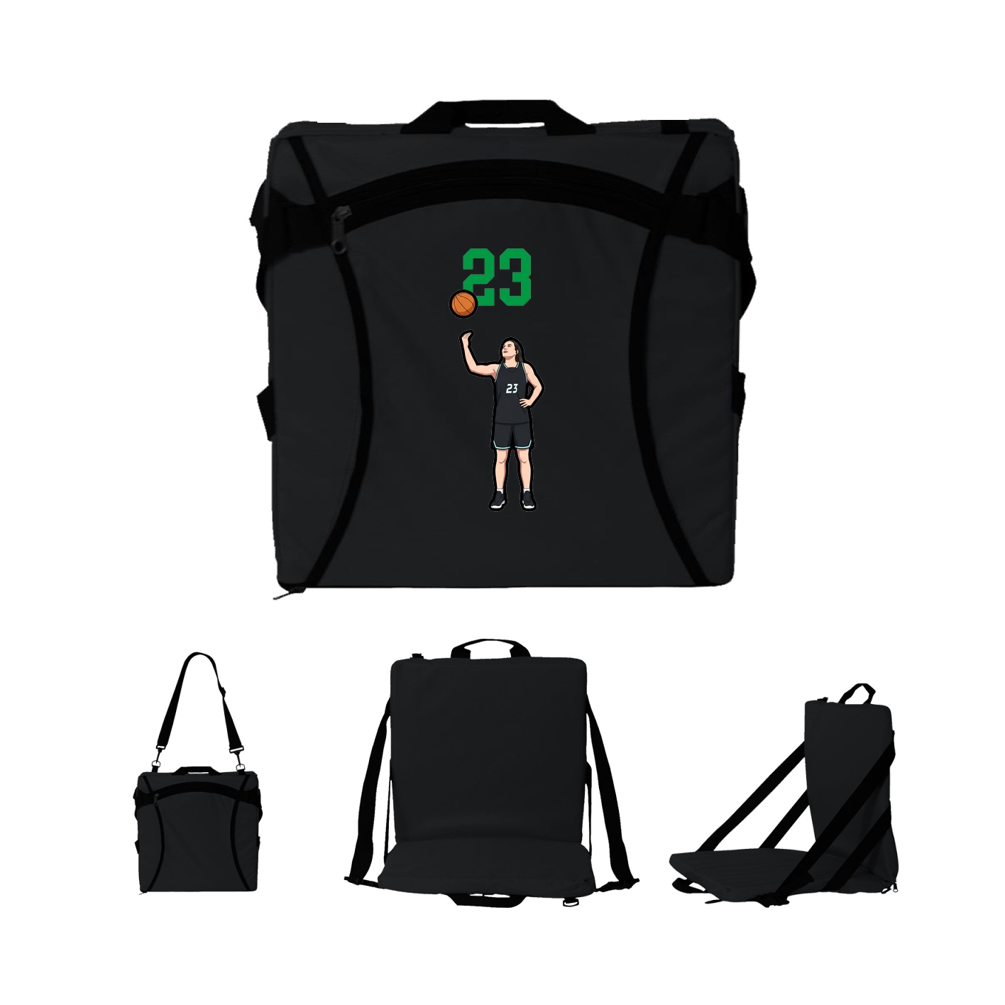 Folding Stadium Seat — Number Top in Black