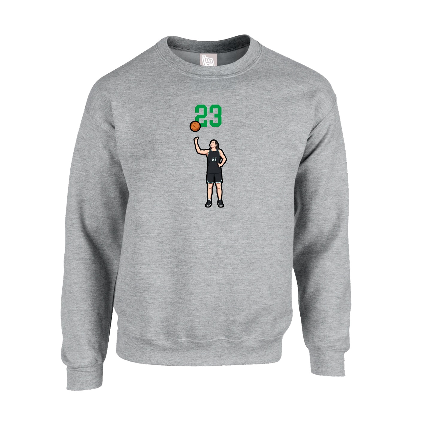 Fleece Crew — Number Top in Grey