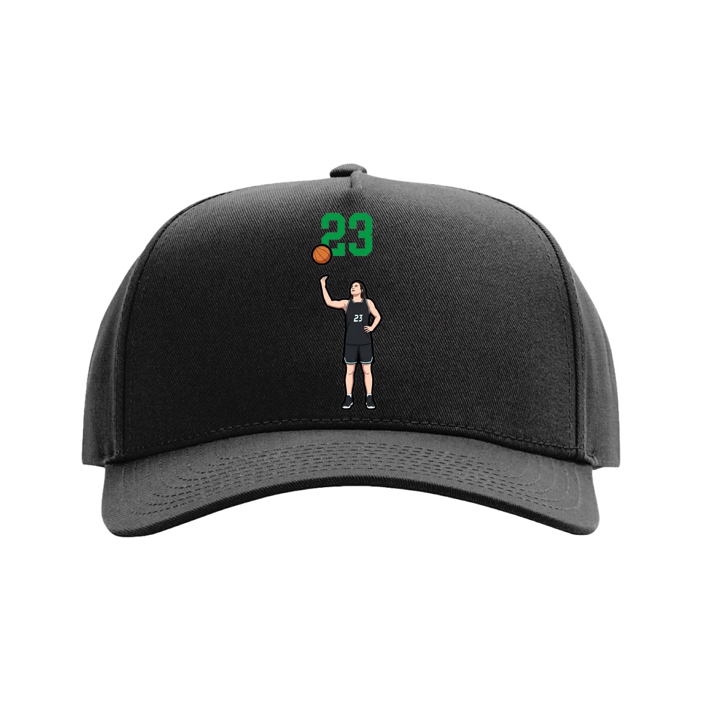 Full Fabric Five-Panel Champ Cap — Number Top in Black
