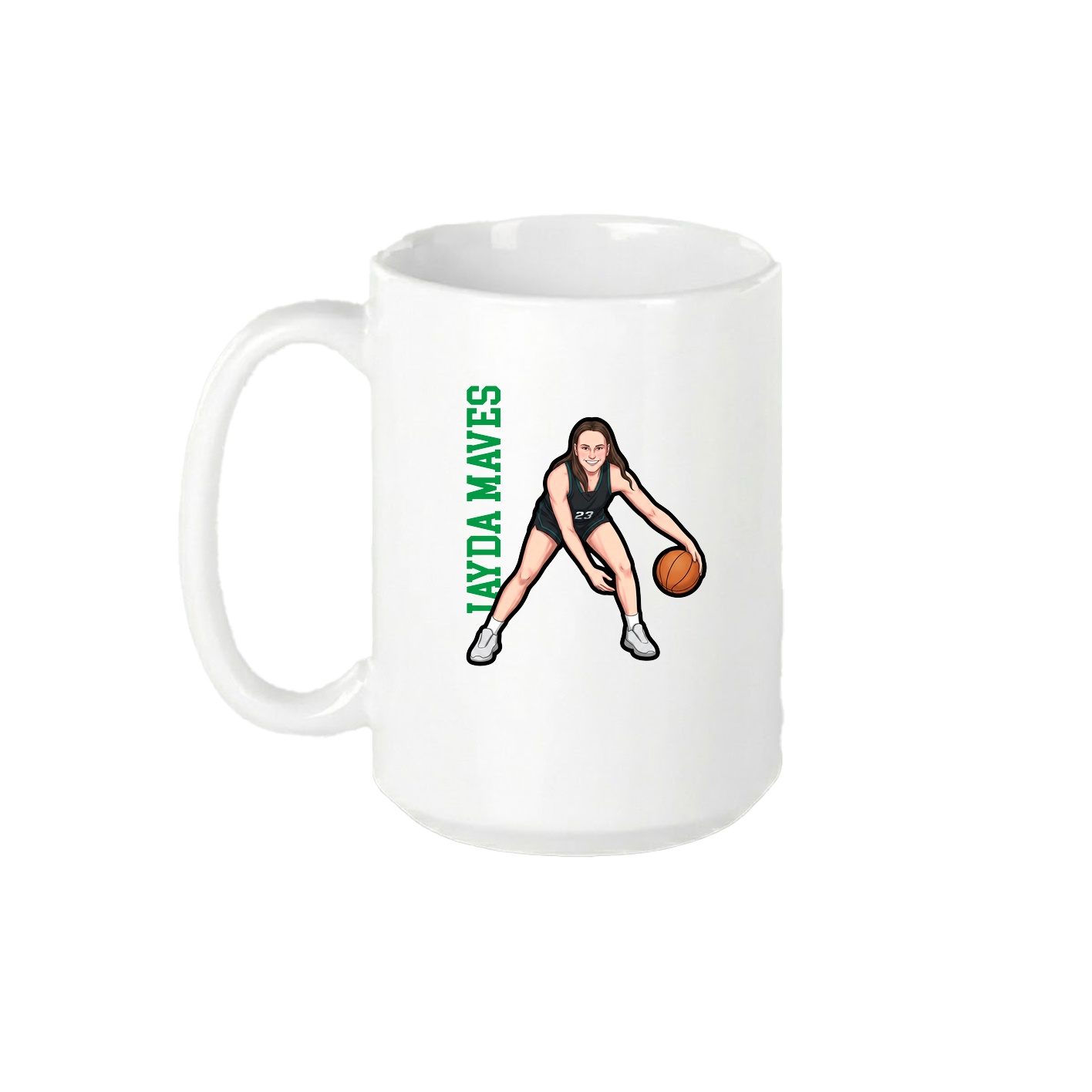 15oz Coffee Mug — Name Vertical in White