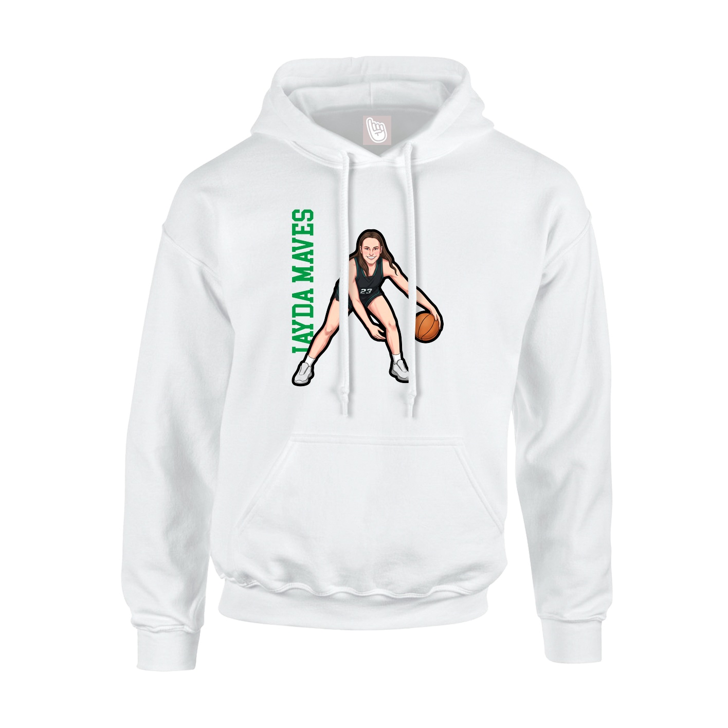 Youth Hoodie — Name Vertical in White