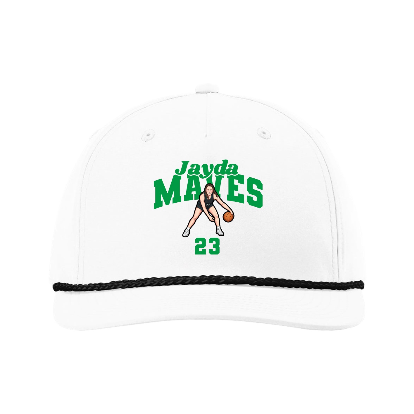 Five-Panel Classic Rope Cap — Signature Arch in White