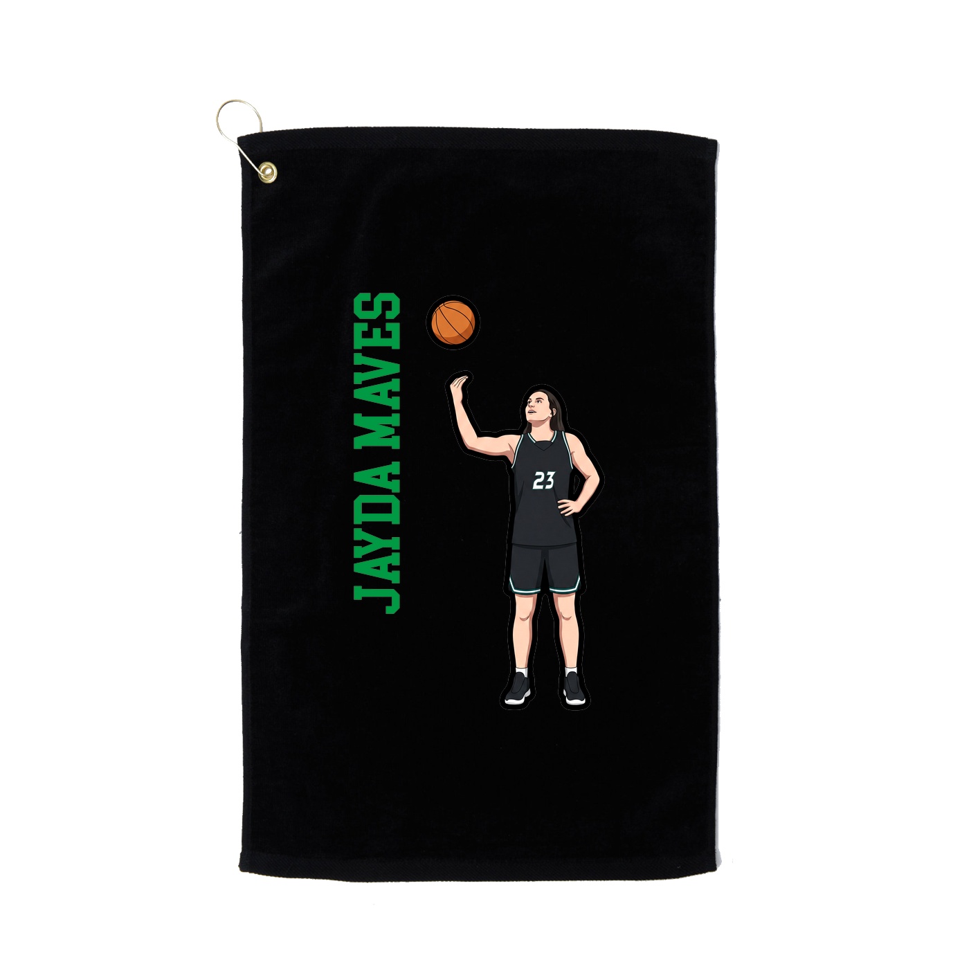 Golf Towel — Name Vertical in Black