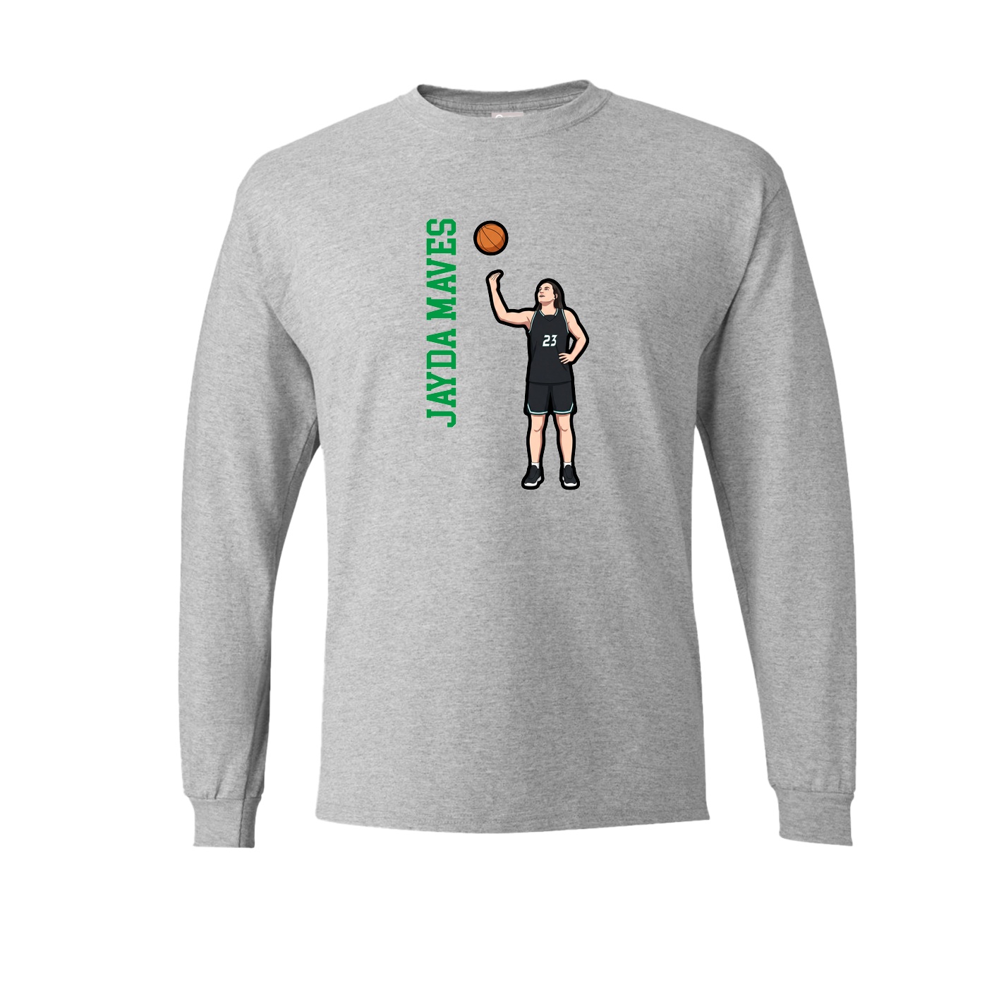 Long Sleeve Tee — Name Vertical in Grey