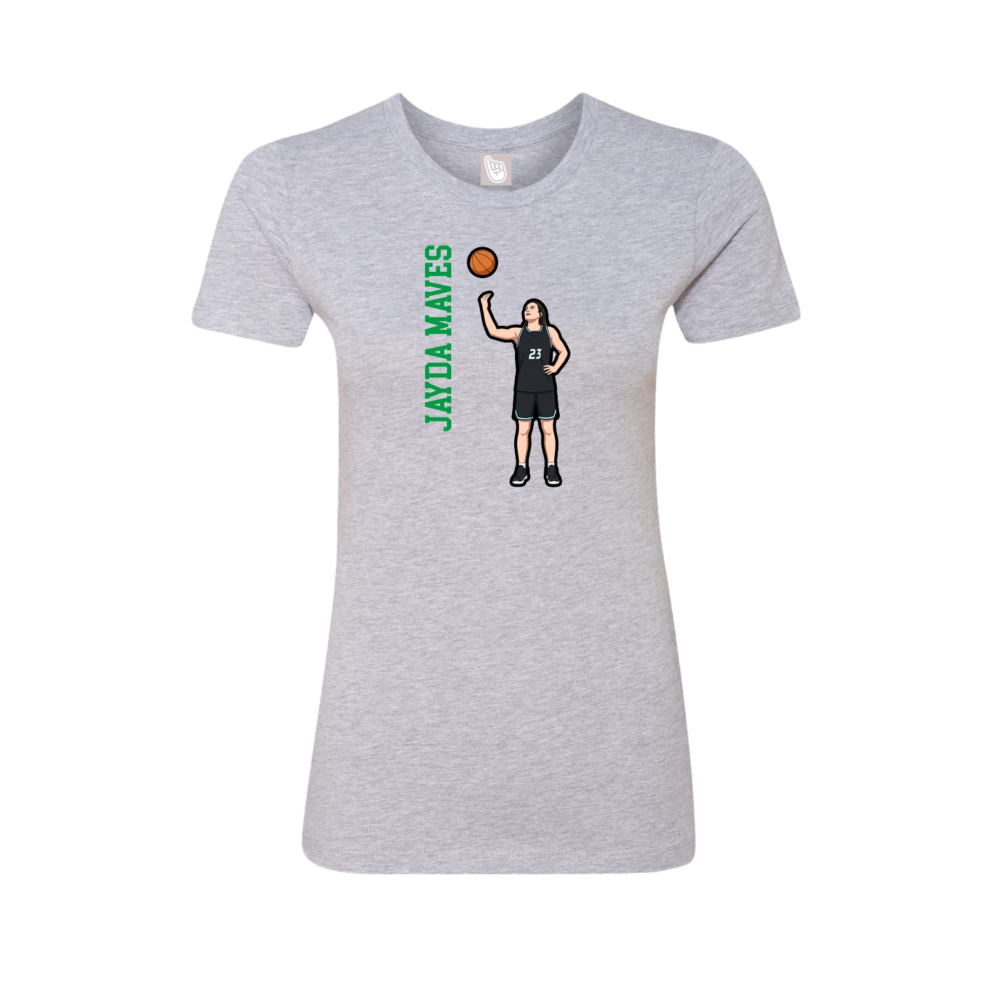 Womens Tee — Name Vertical in Grey