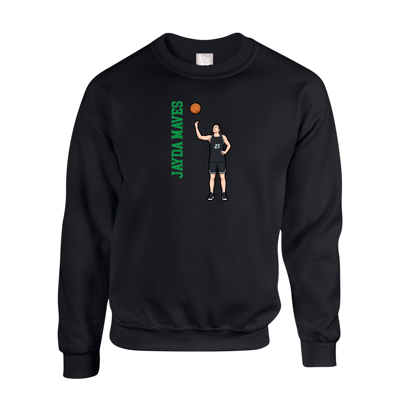 Fleece Crew — Name Vertical in Black