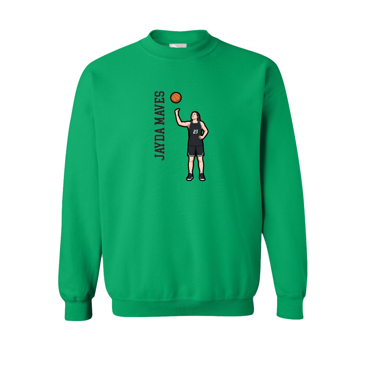 Fleece Crew — Name Vertical in Green