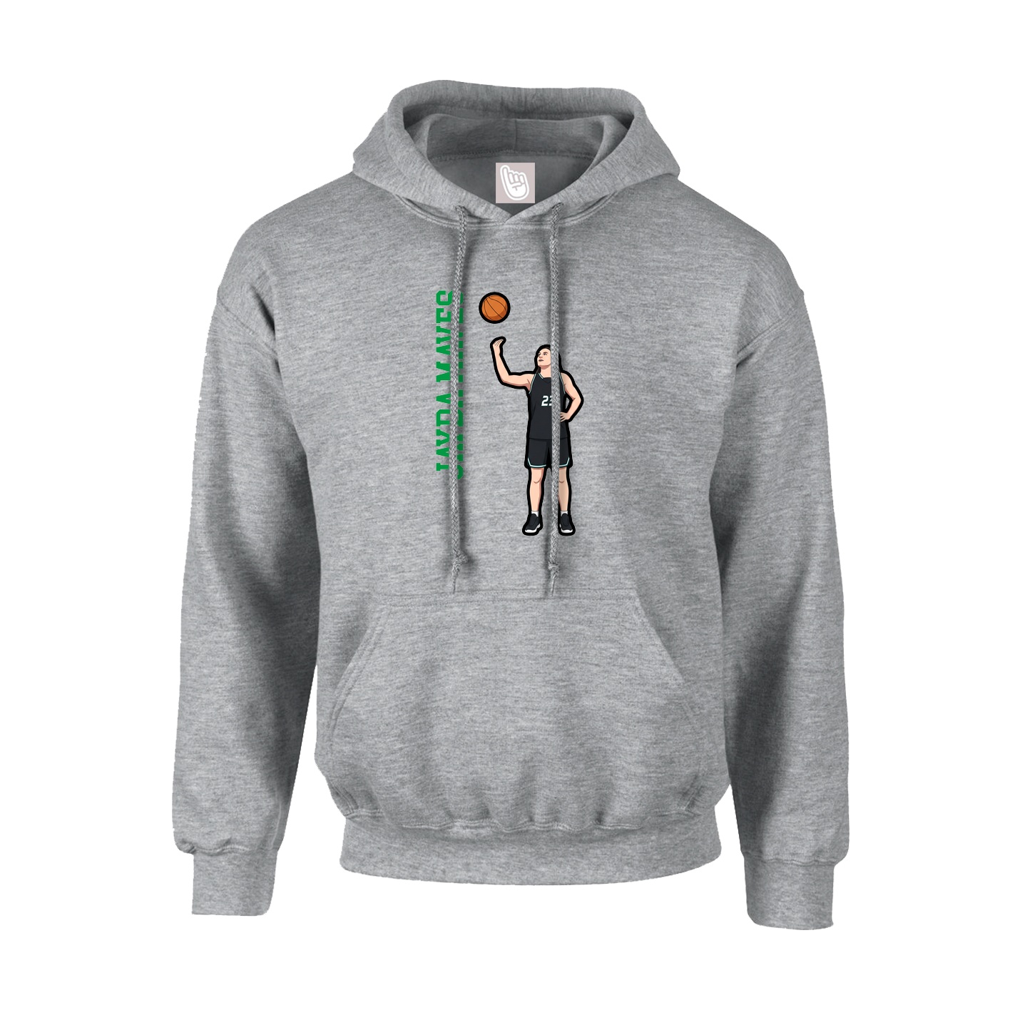 Youth Hoodie — Name Vertical in Grey