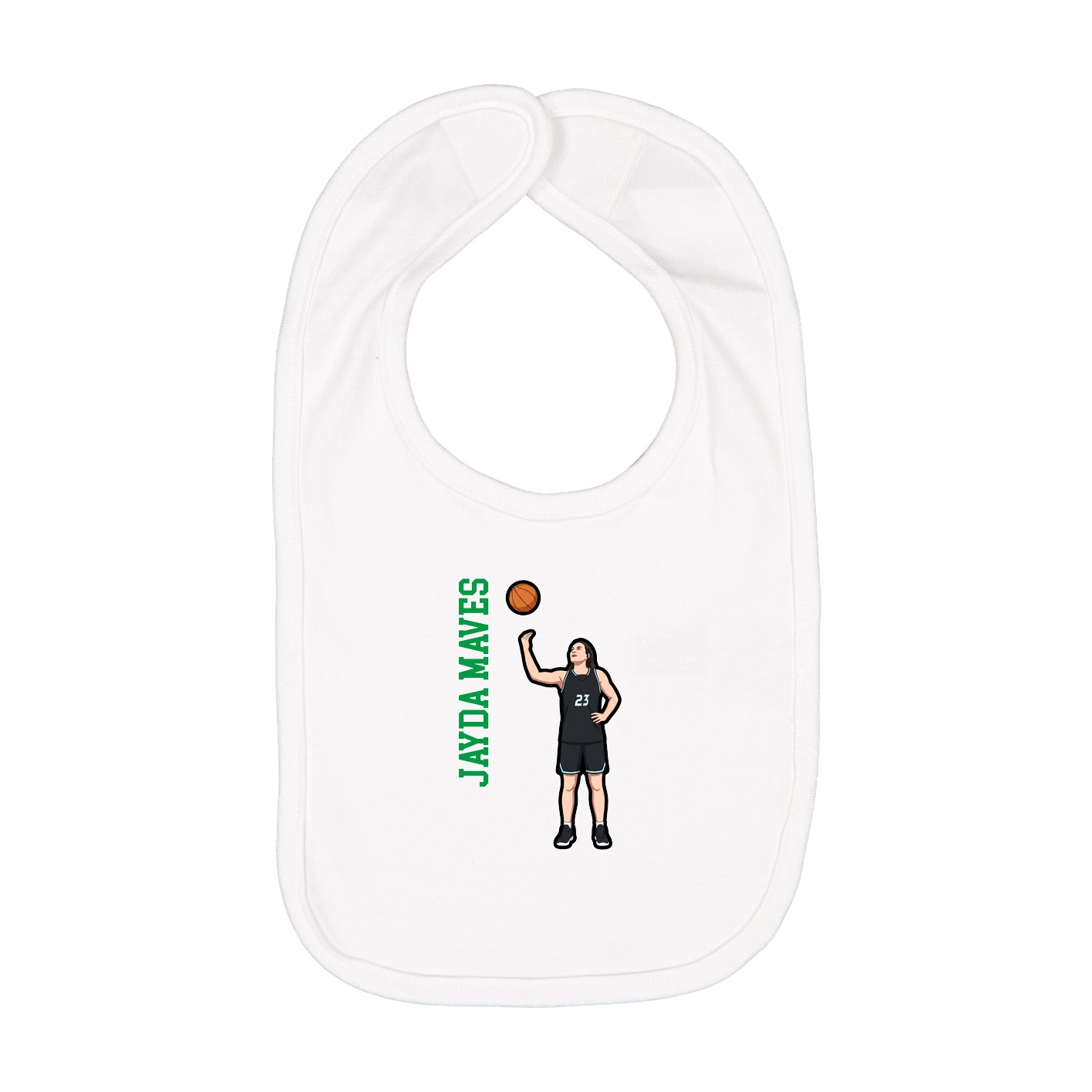 Infant Bib — Name Vertical in White