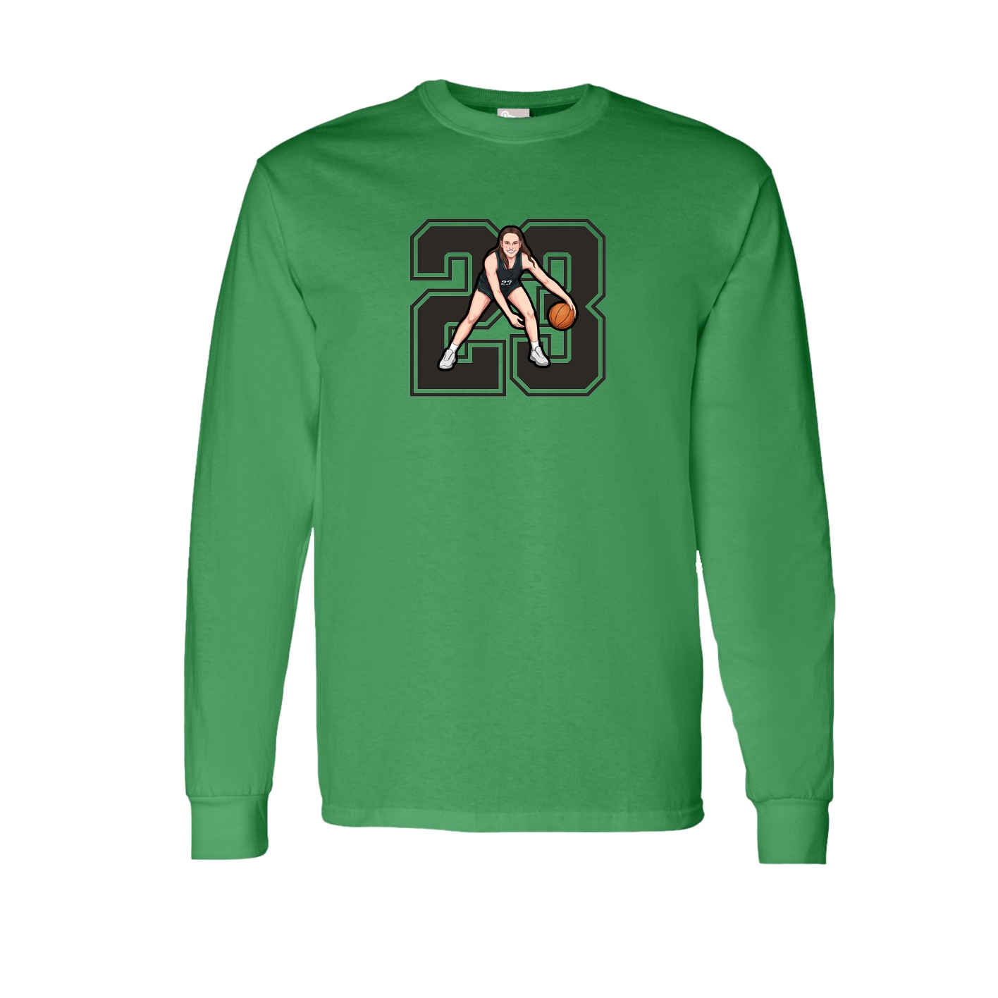 Long Sleeve Tee — Number in Green
