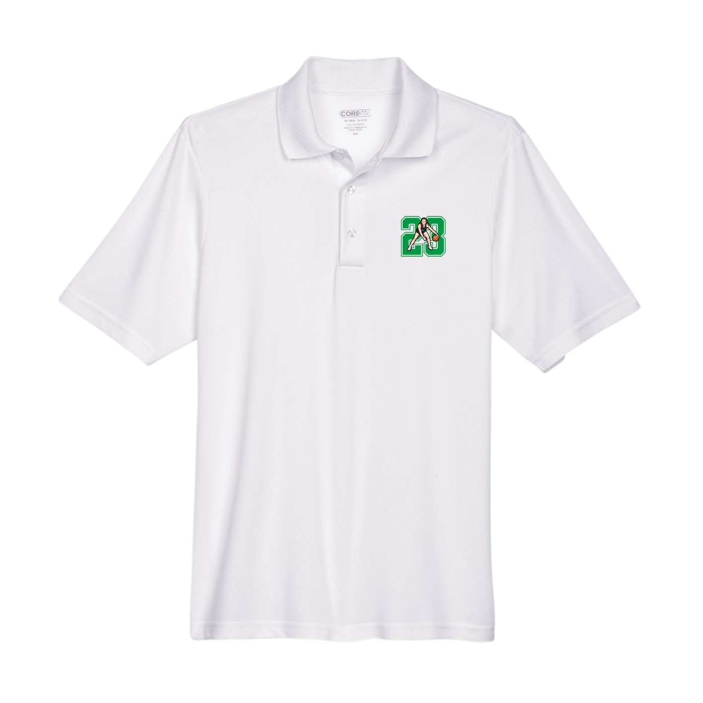 Performance Polo — Number in White