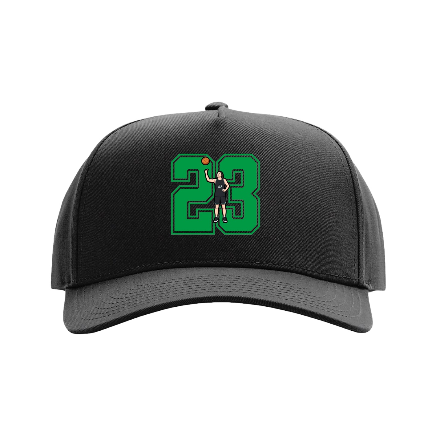 Full Fabric Five-Panel Champ Cap — Number in Black