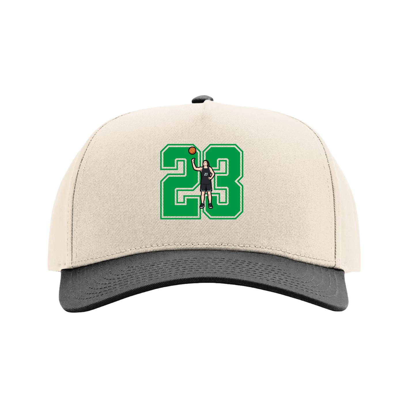 Full Fabric Five-Panel Champ Cap — Number in Cream/Black