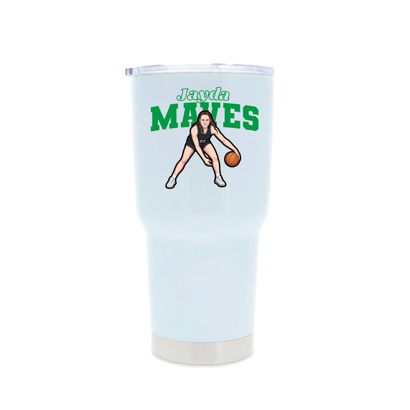 30oz Stainless Steel Tumbler — Name Arch in White