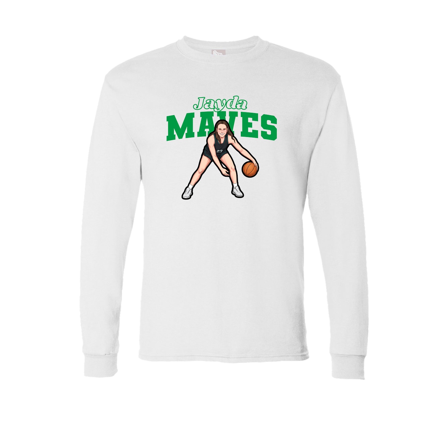 Long Sleeve Tee — Name Arch in White