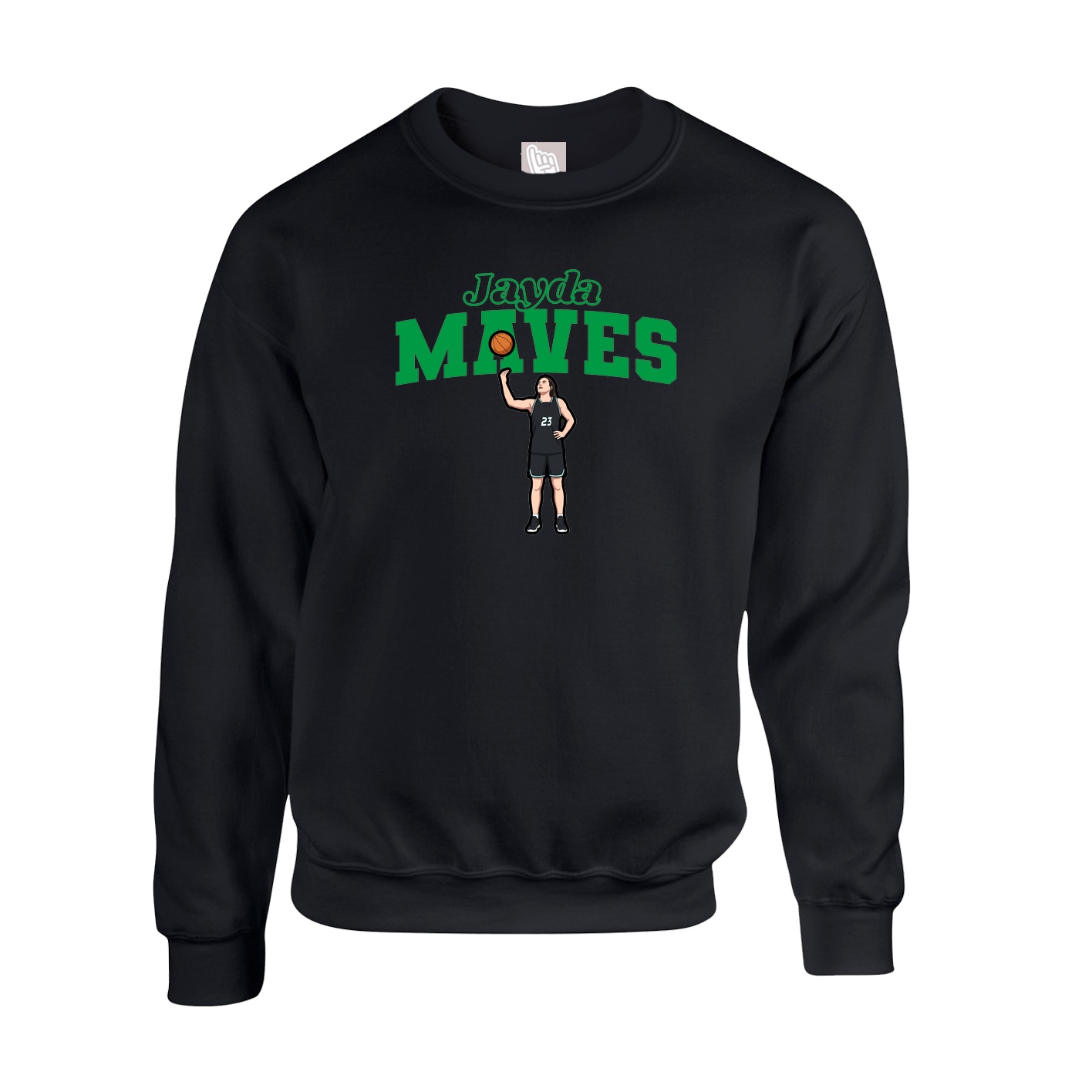 Fleece Crew — Name Arch in Black