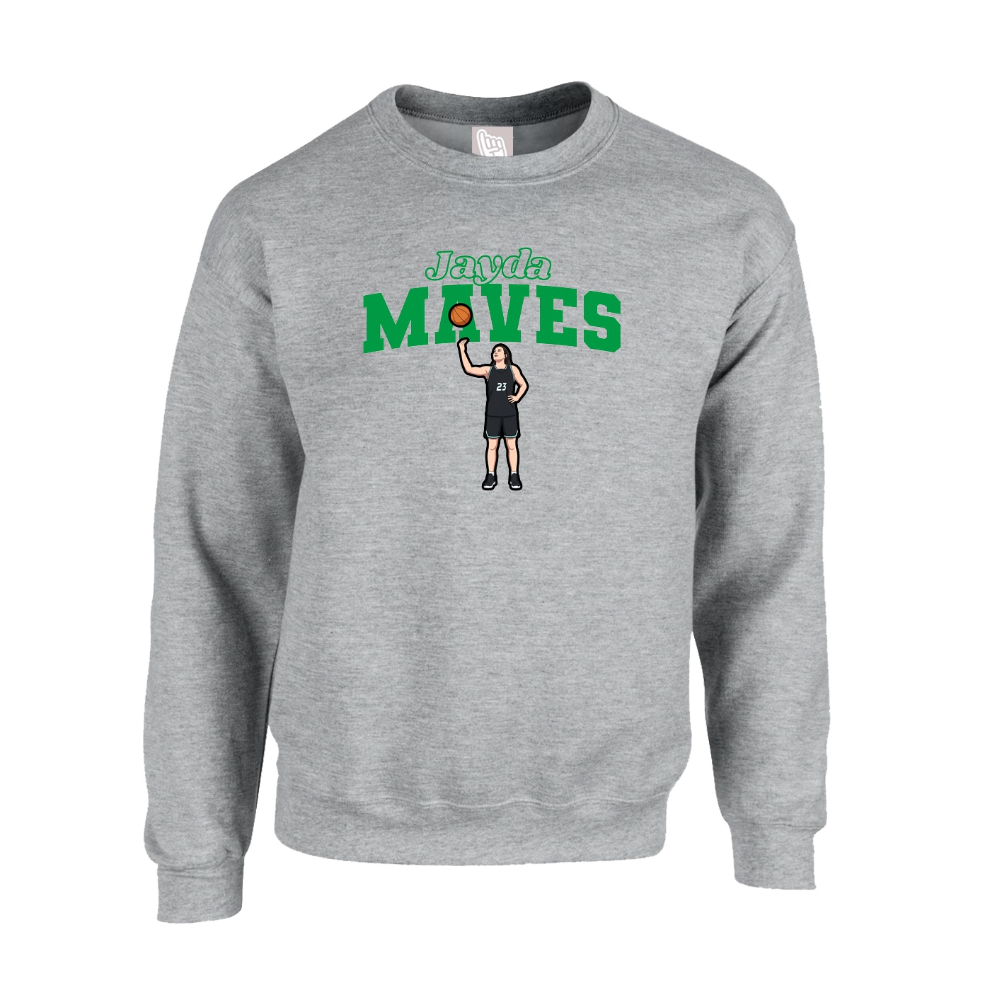 Fleece Crew — Name Arch in Grey