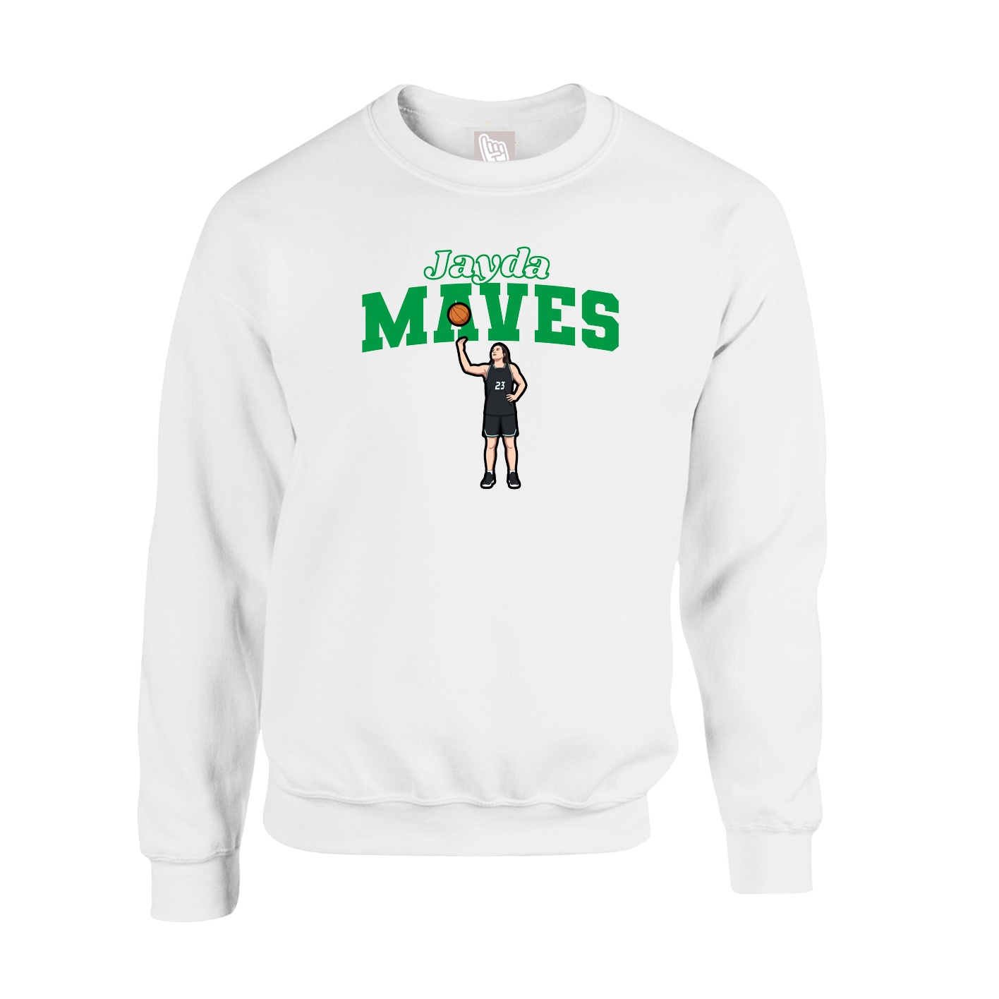 Fleece Crew — Name Arch in White