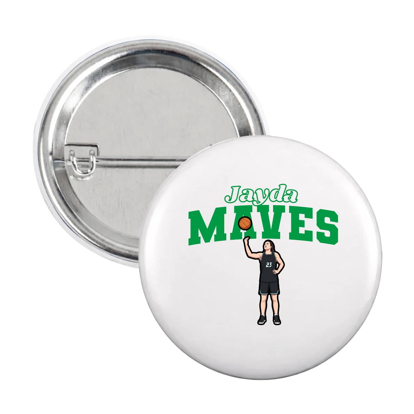 Game Day Button — Name Arch in White