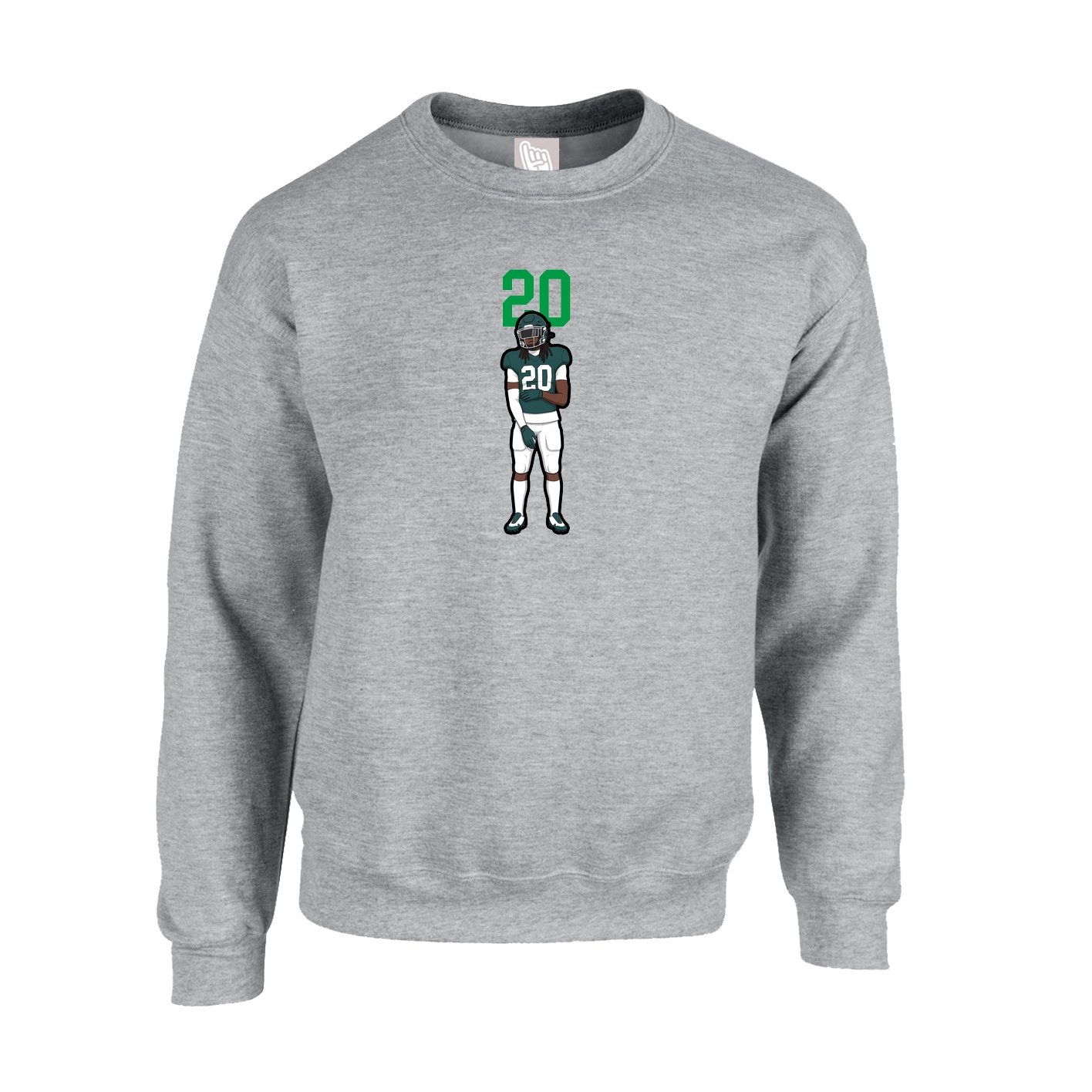 Fleece Crew — Number Top in Grey