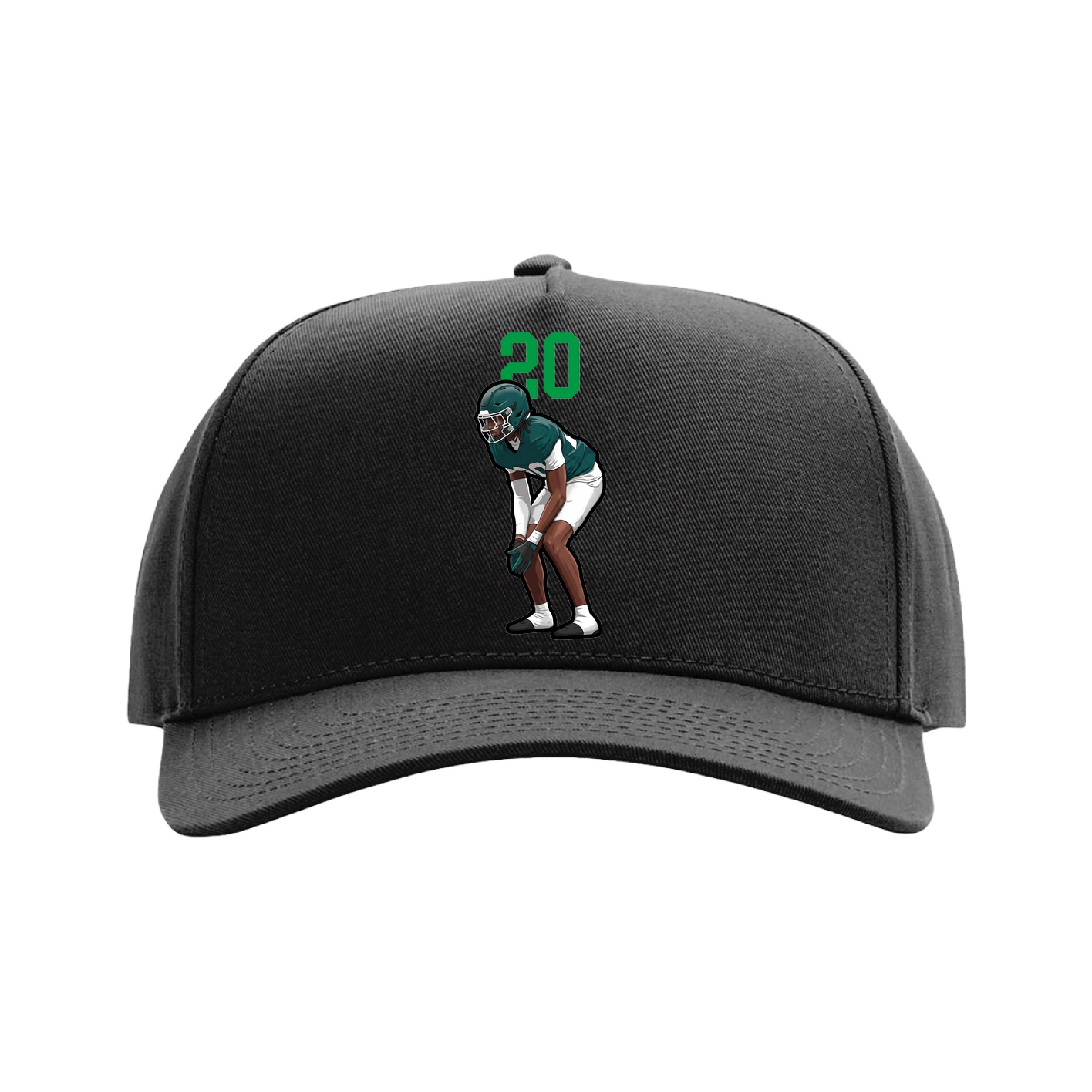 Full Fabric Five-Panel Champ Cap — Number Top in Black