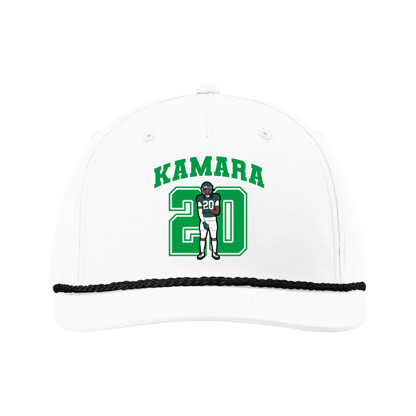Five-Panel Classic Rope Cap — Number in White