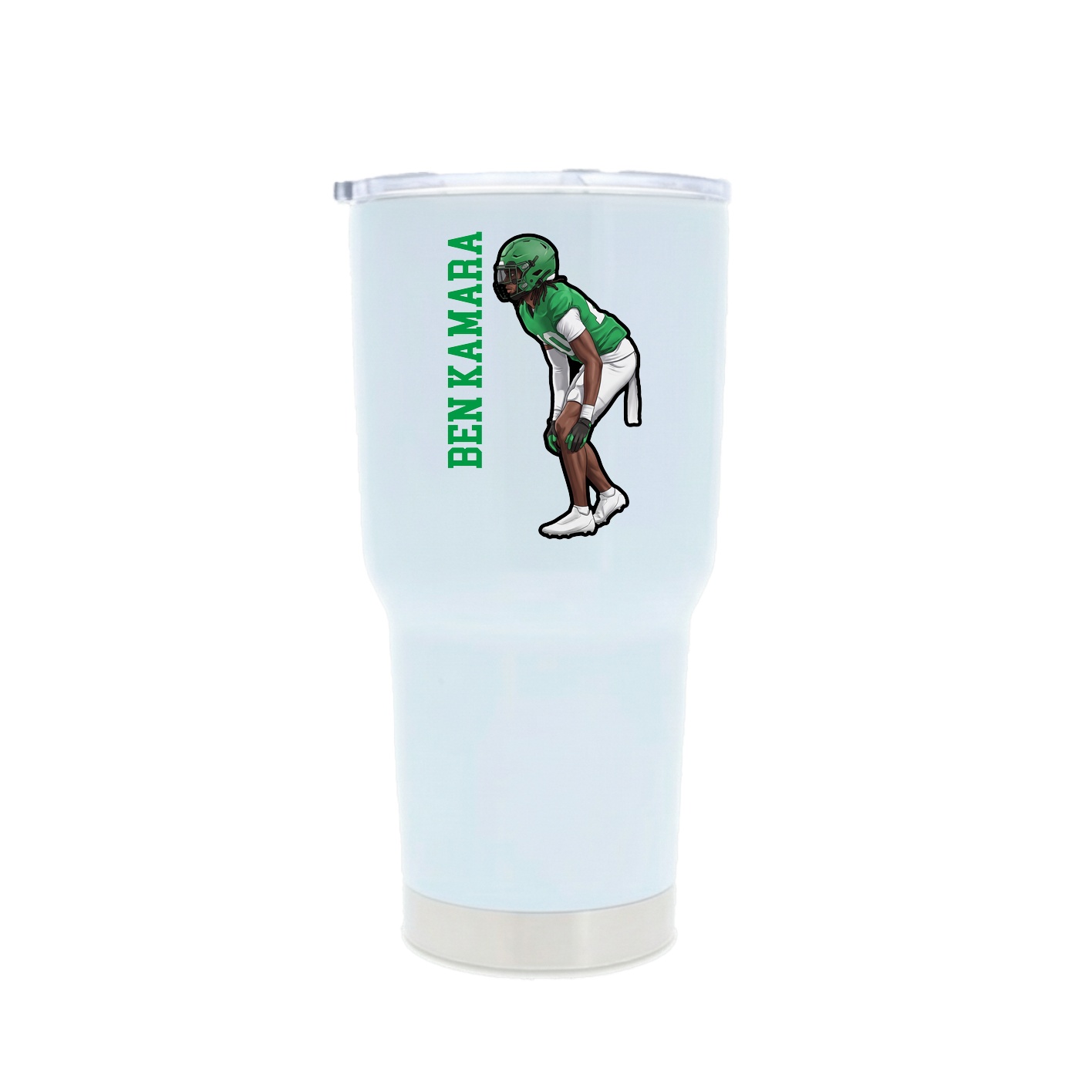 30oz Stainless Steel Tumbler — Name Vertical in White
