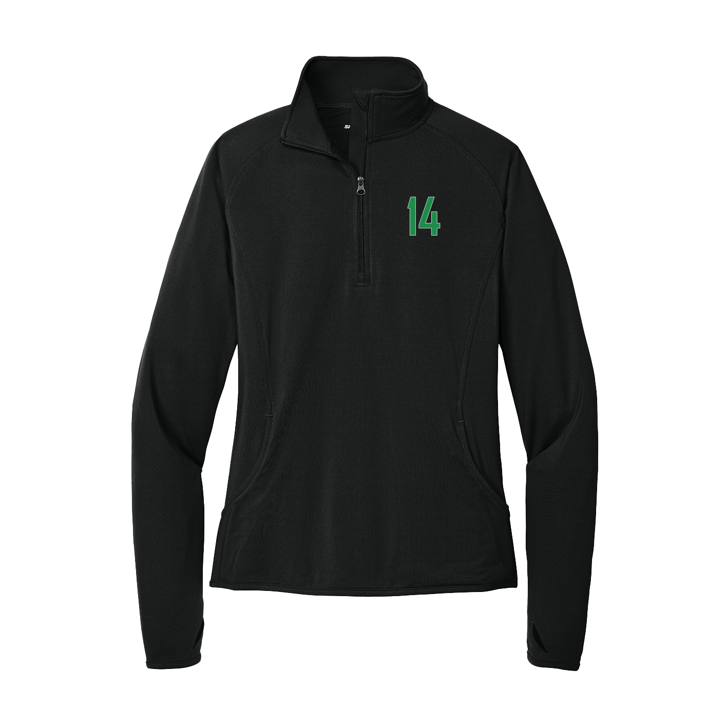 Women's Q-Zip Pullover — Front Shirsy in Black