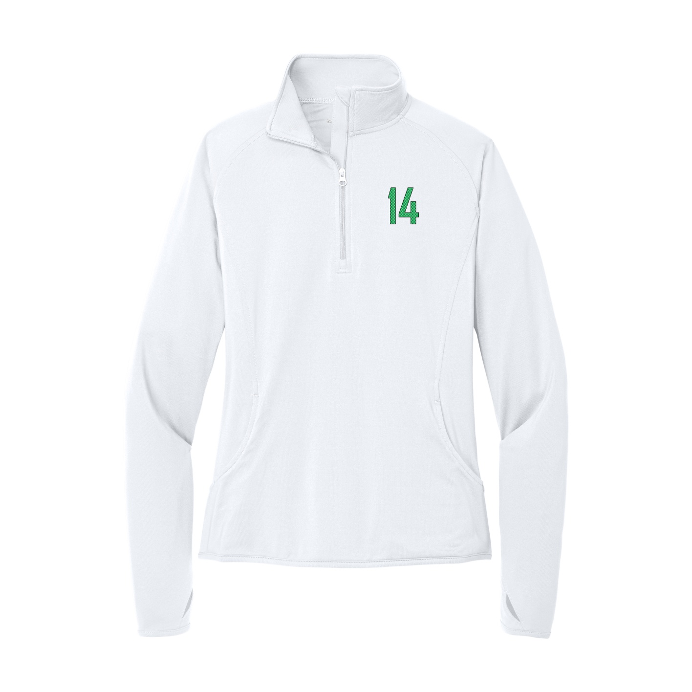 Women's Q-Zip Pullover — Front Shirsy in White
