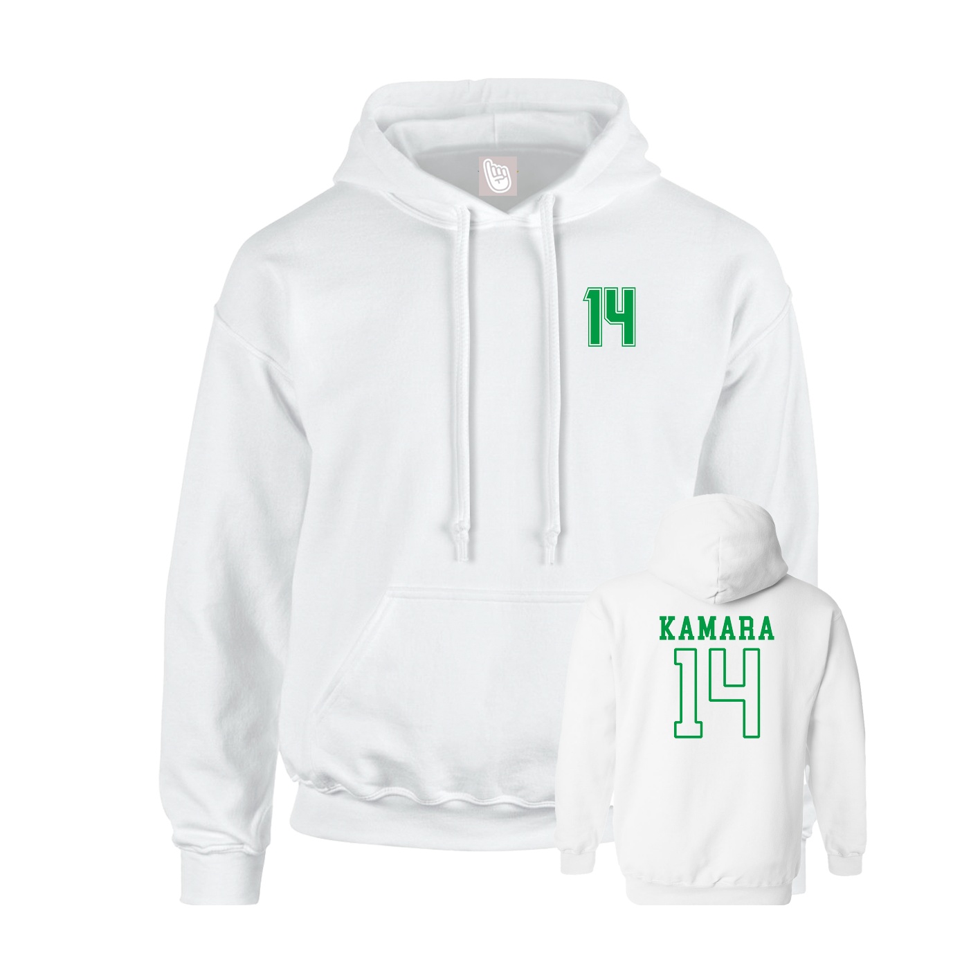 Youth Hoodie — Chest Back in White