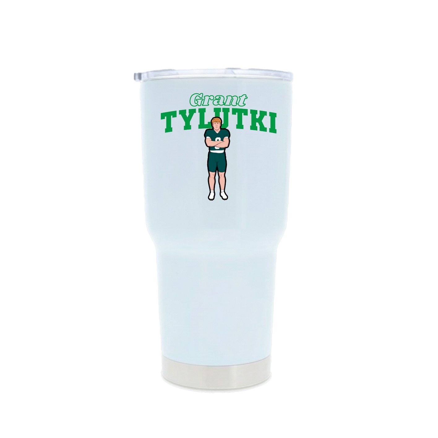 30oz Stainless Steel Tumbler — Name Arch in White