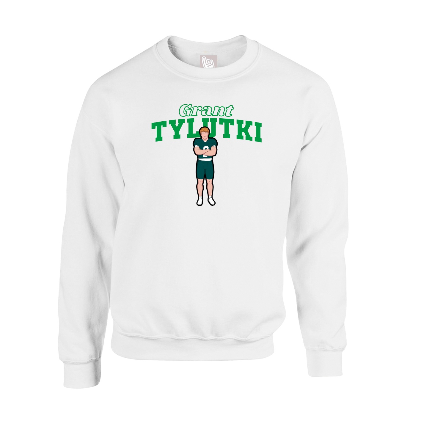 Fleece Crew — Name Arch in White
