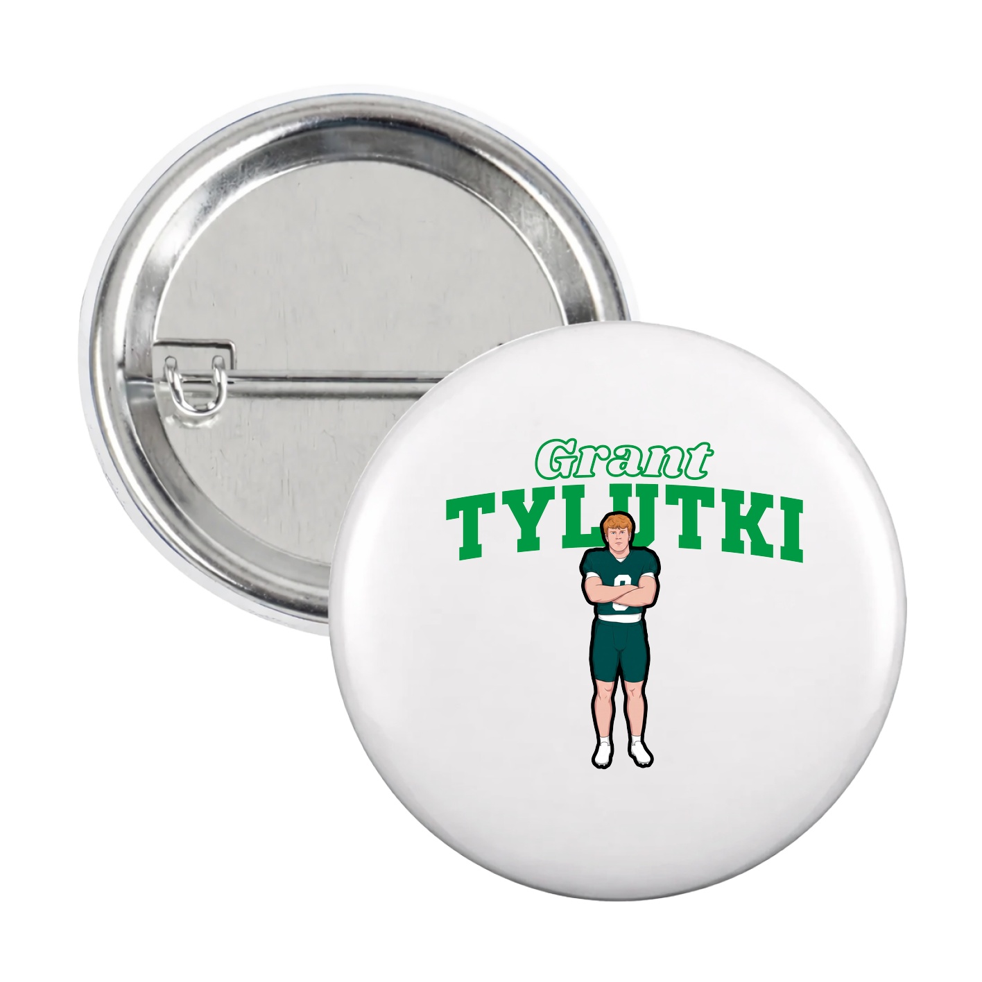 Game Day Button — Name Arch in White