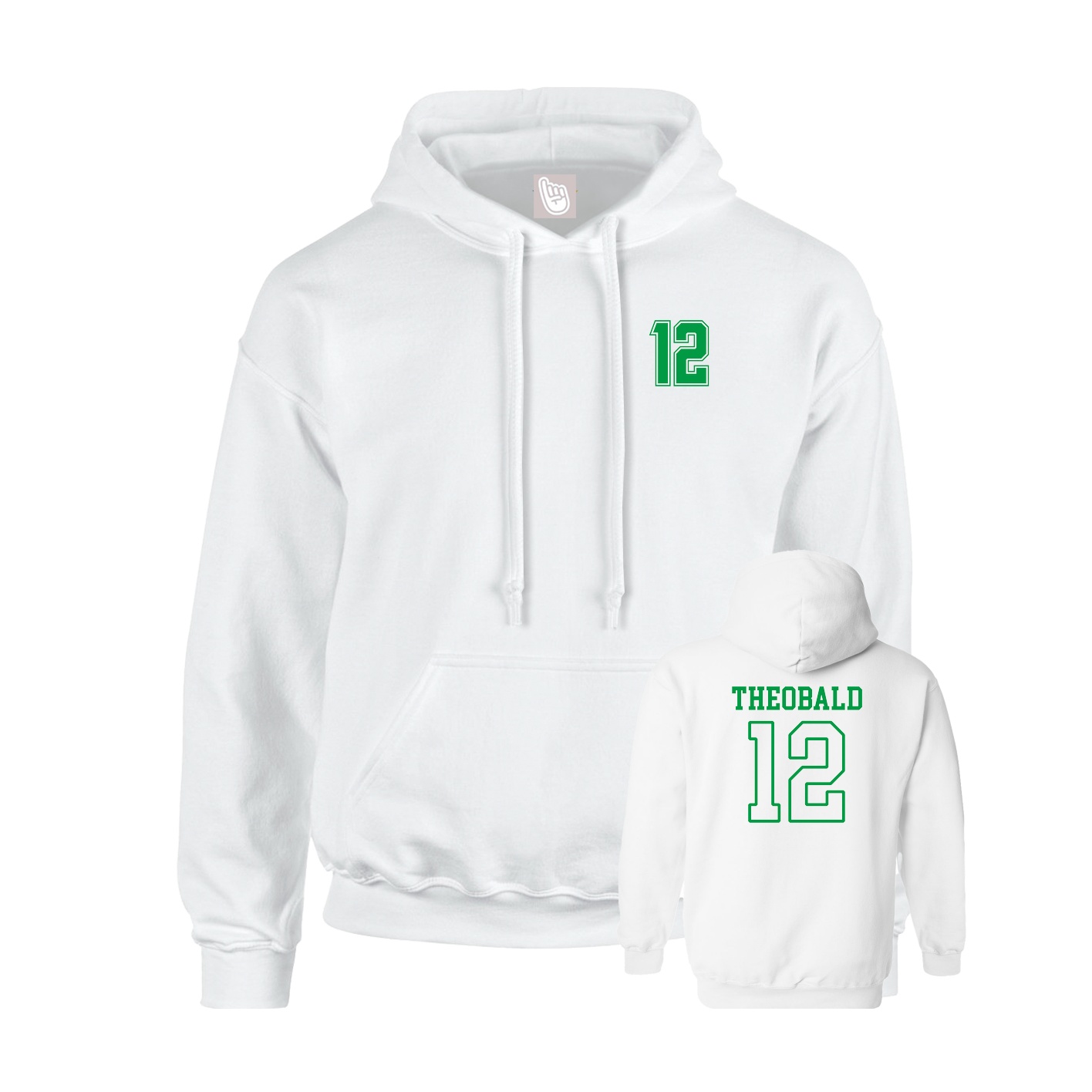 Youth Hoodie — Chest Back in White