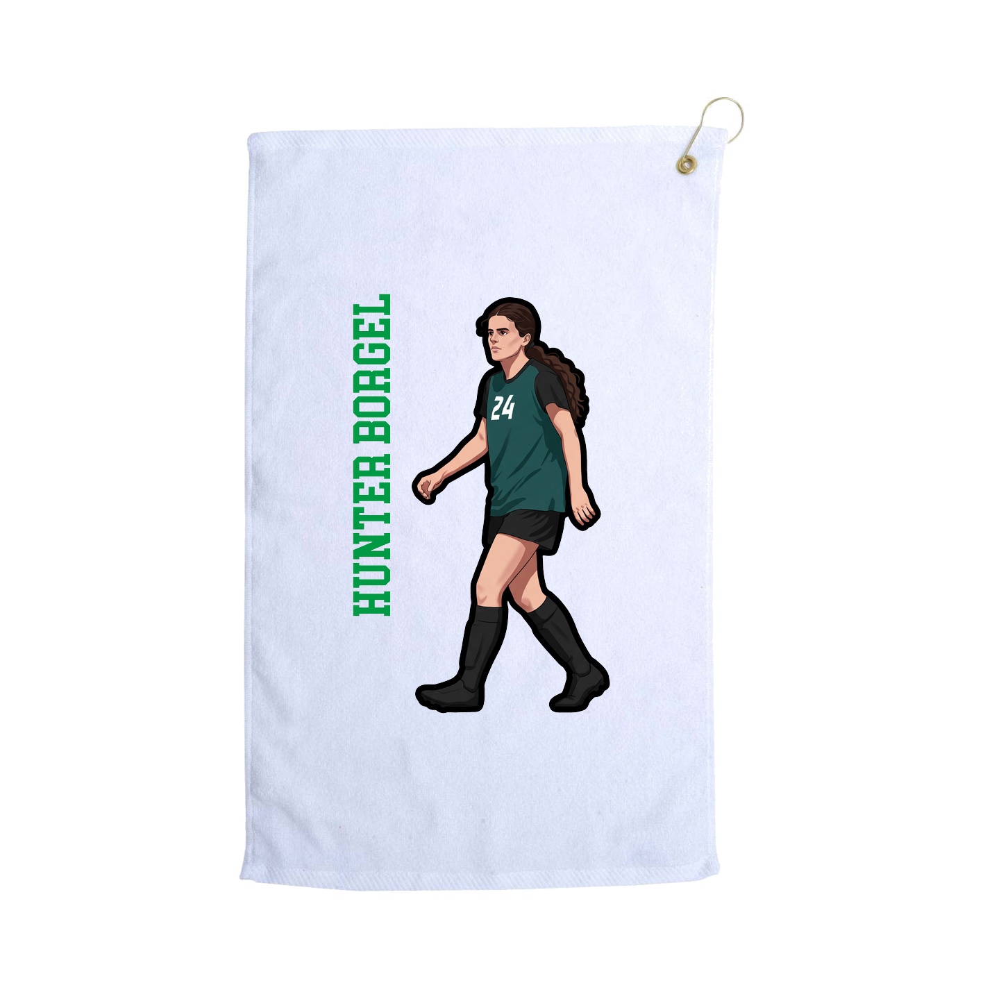Golf Towel — Name Vertical in White