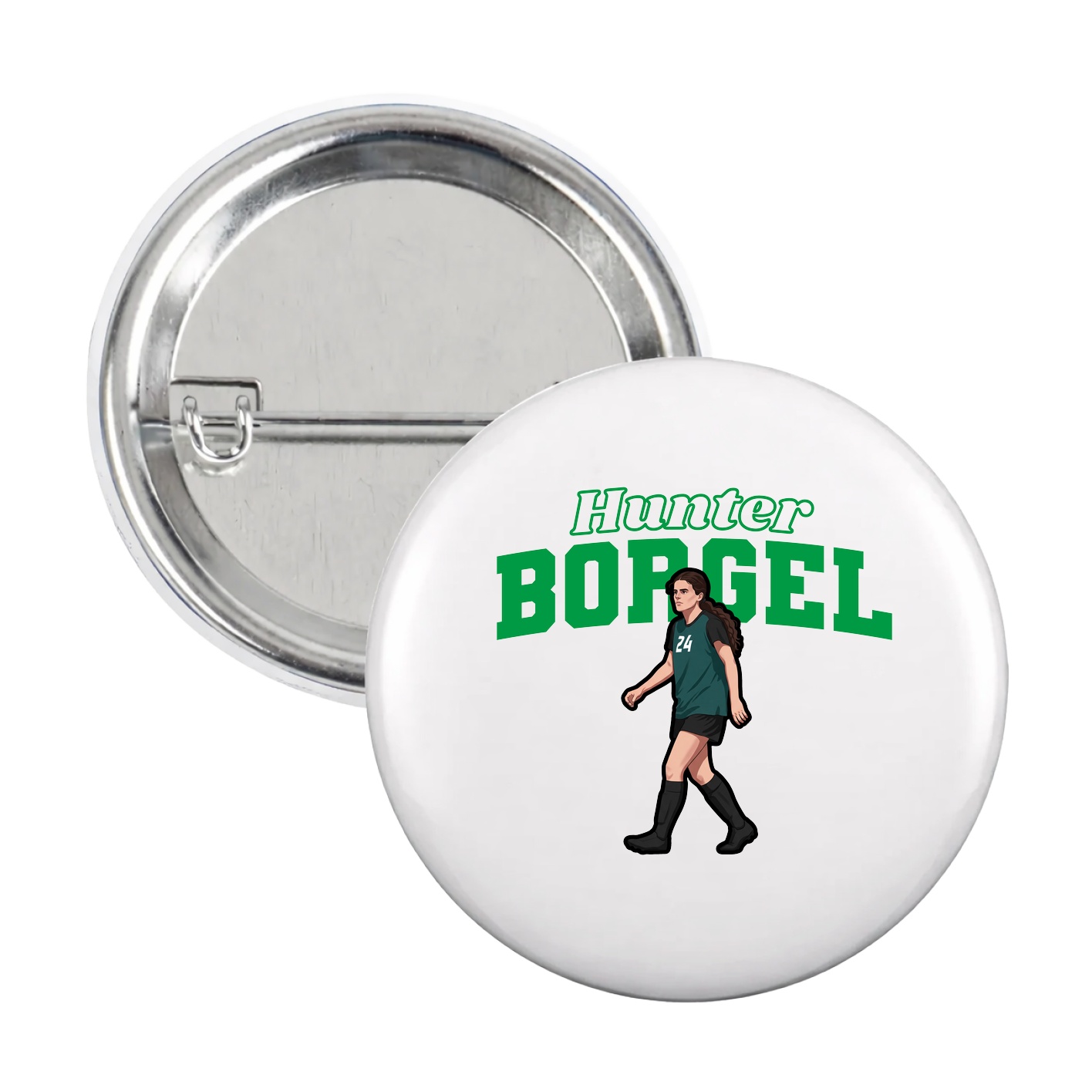 Game Day Button — Name Arch in White