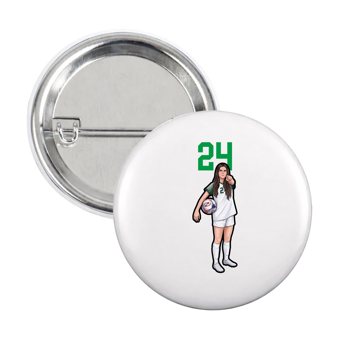 Game Day Button — Number Top in White