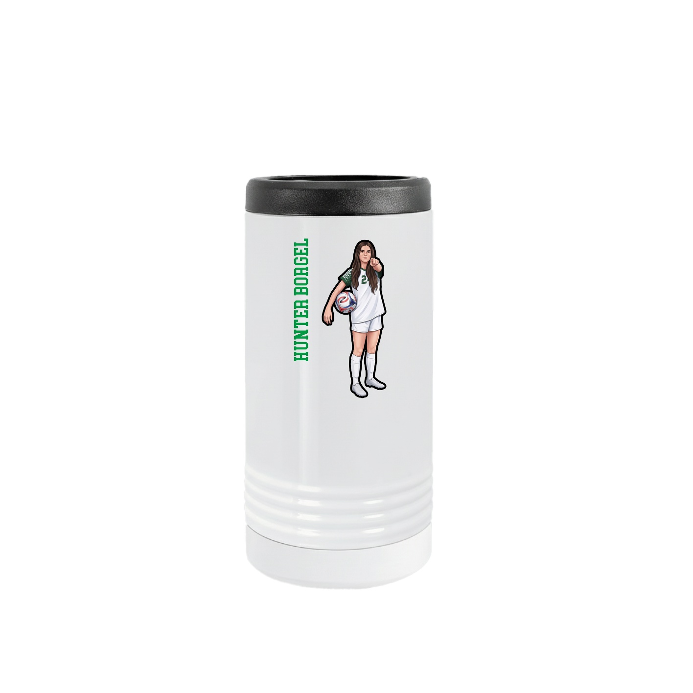 Slim Beverage Holder — Name Vertical in White
