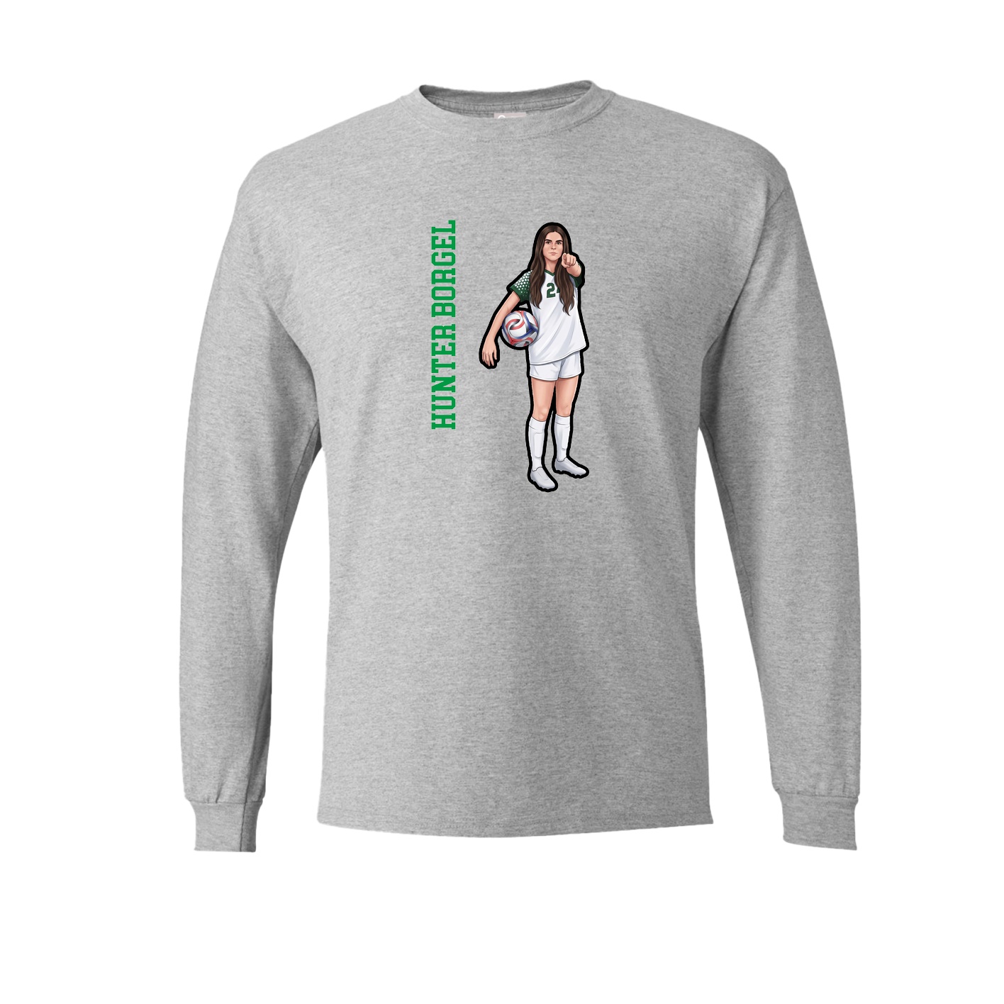 Long Sleeve Tee — Name Vertical in Grey