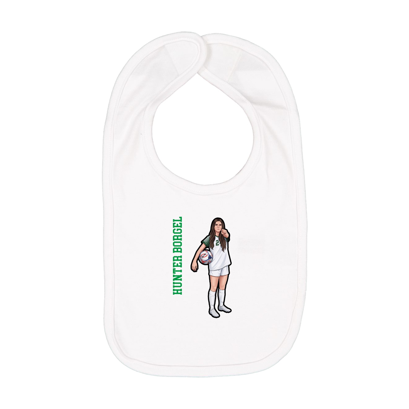 Infant Bib — Name Vertical in White