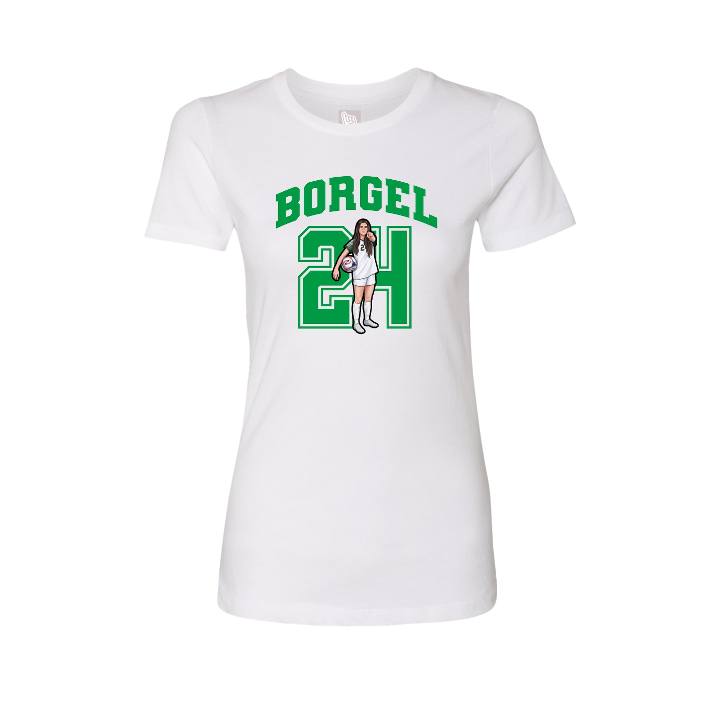 Fitted Women's Tee — Number in White