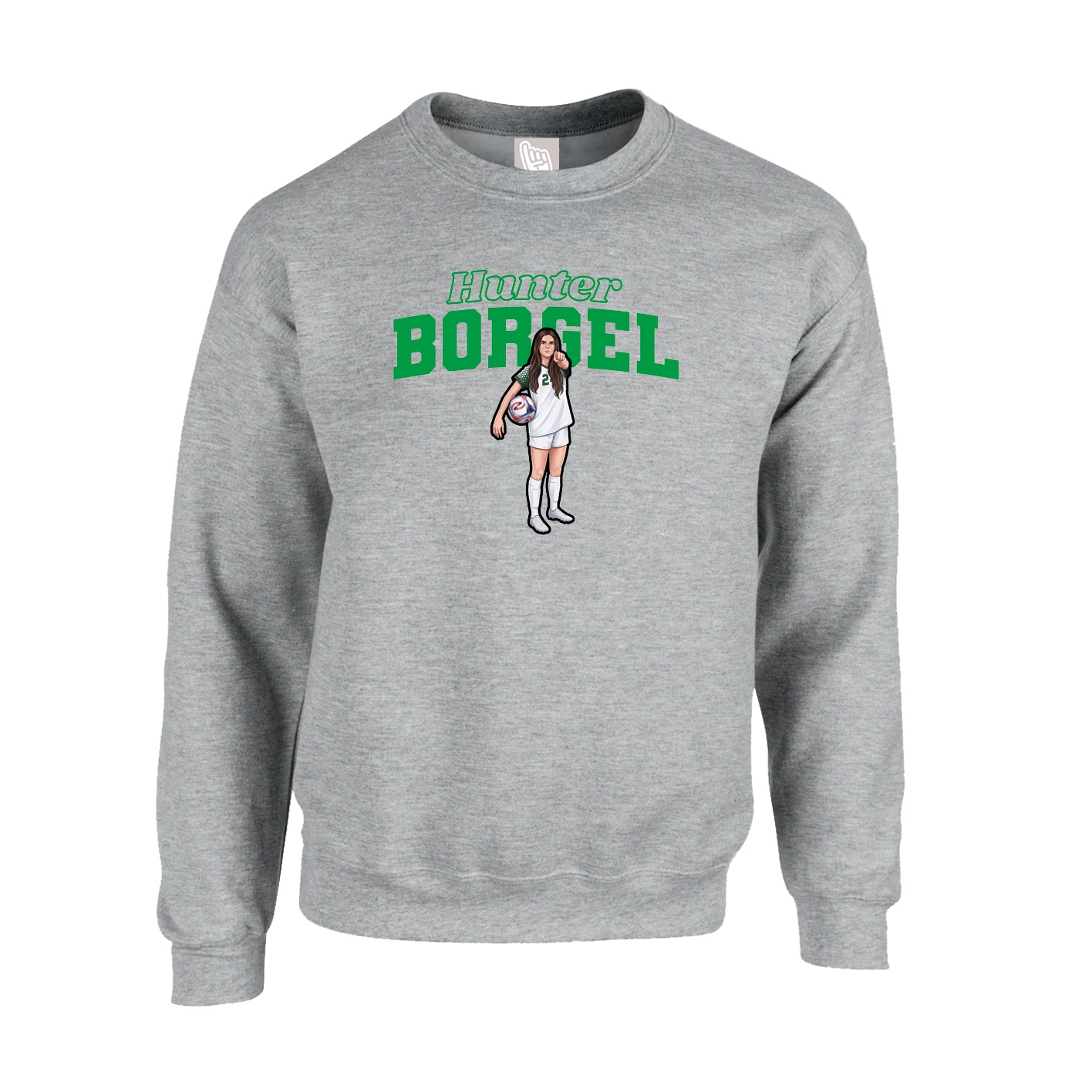 Fleece Crew — Name Arch in Grey