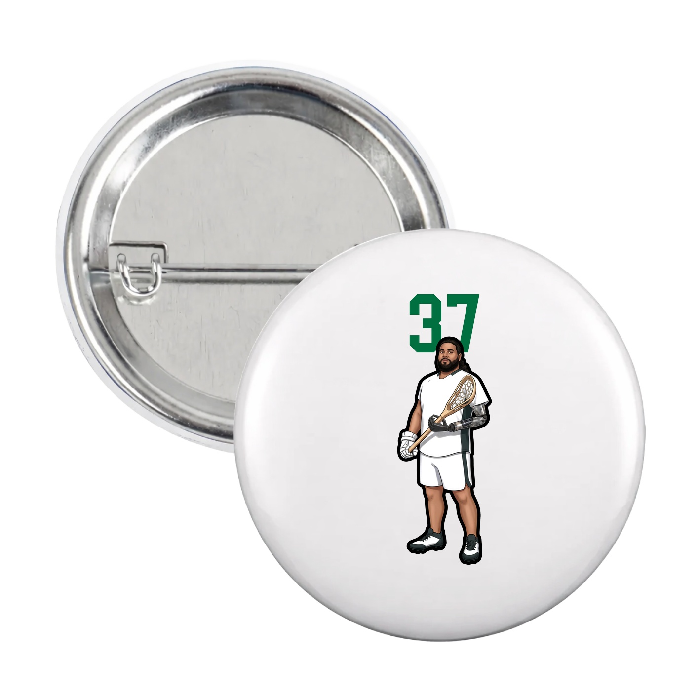 Game Day Button — Number Top in White