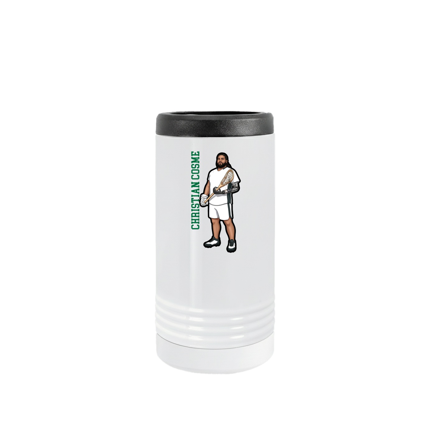 Slim Beverage Holder — Name Vertical in White