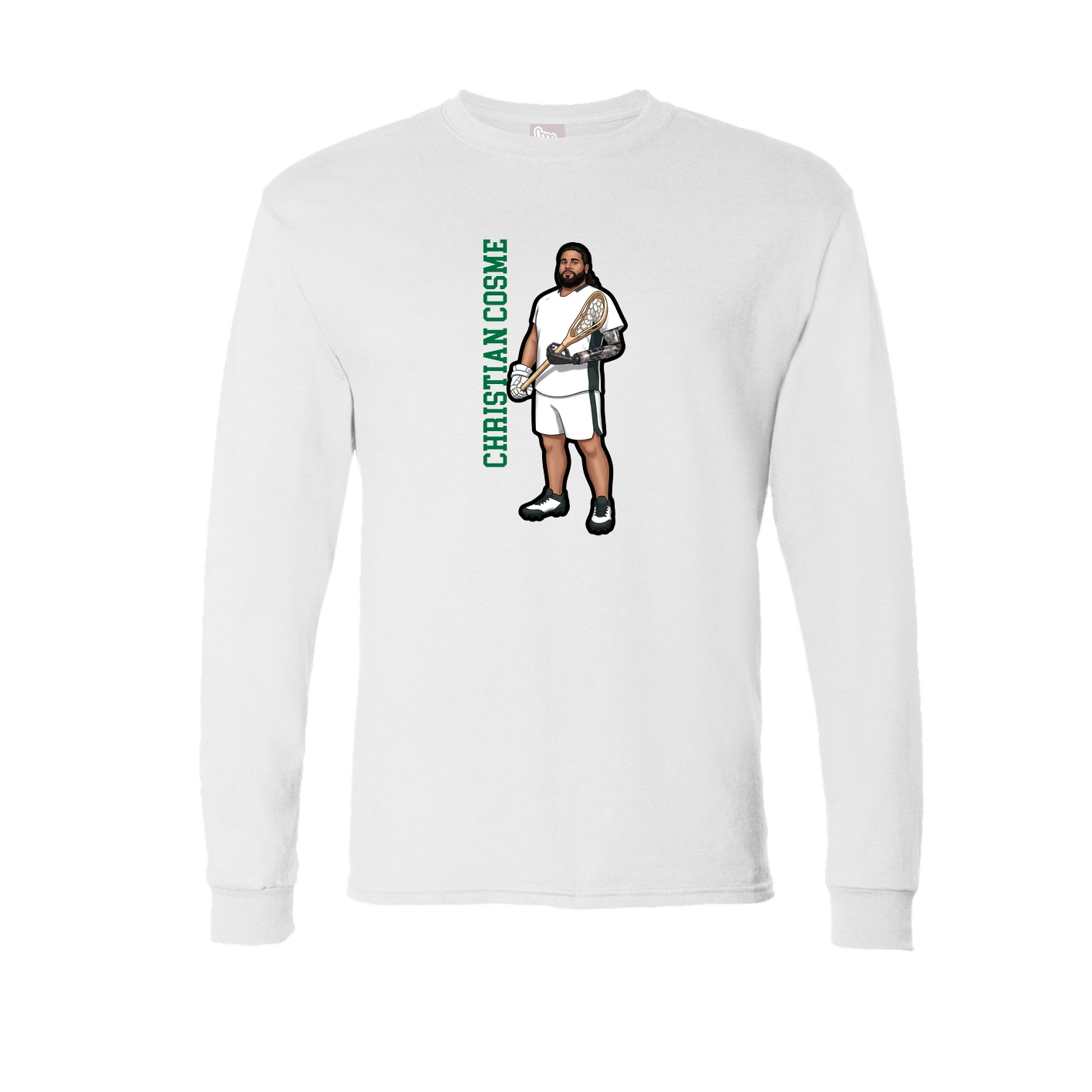 Long Sleeve Tee — Name Vertical in White