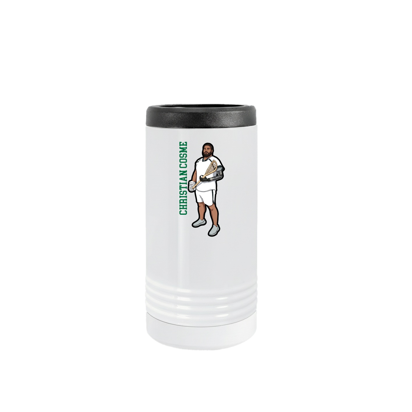 Slim Beverage Holder — Name Vertical in White