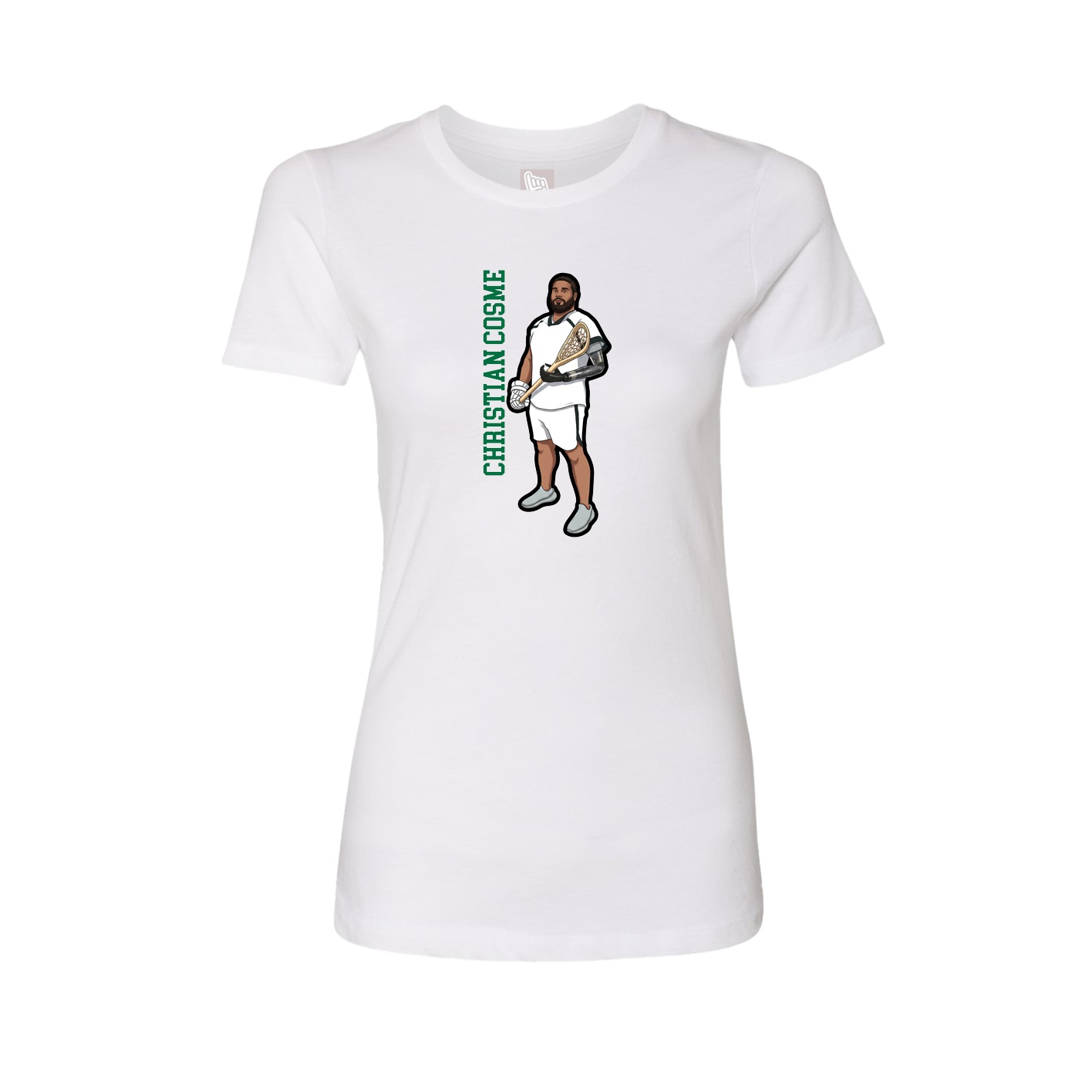 Fitted Women's Tee — Name Vertical in White