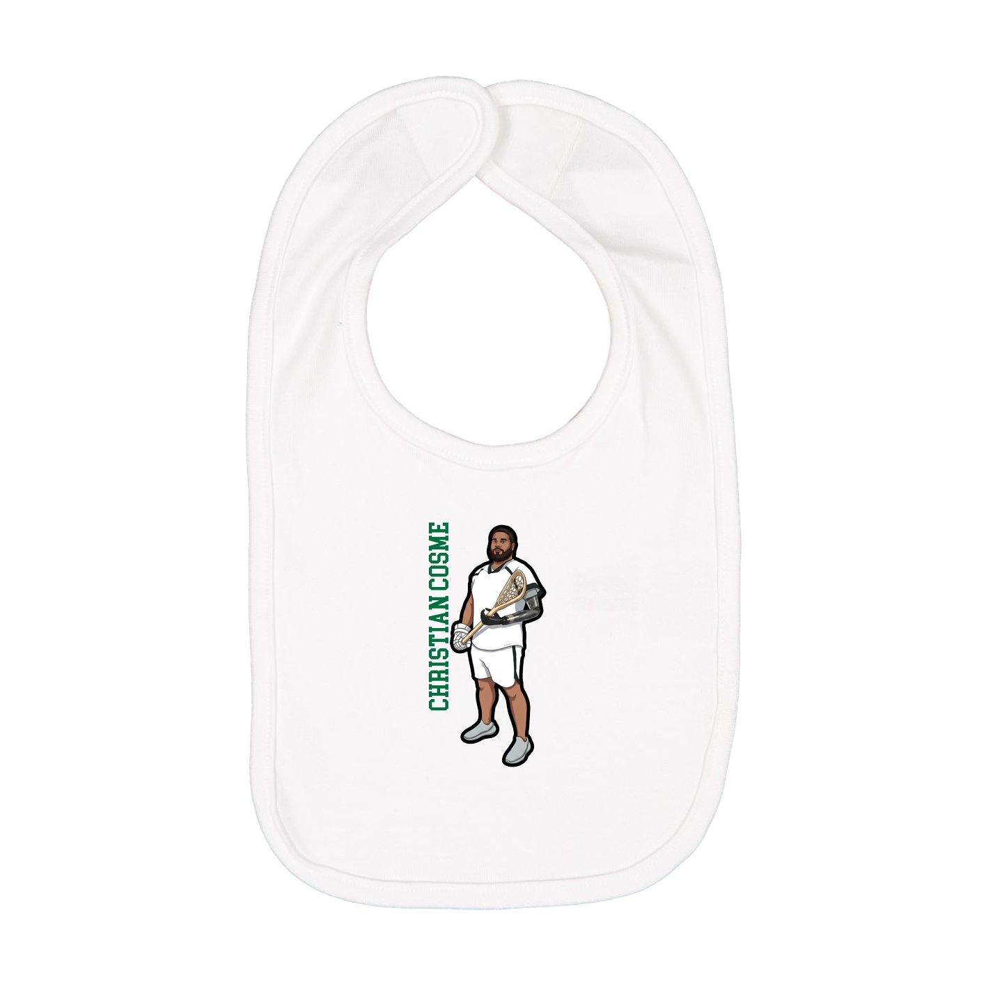 Infant Bib — Name Vertical in White